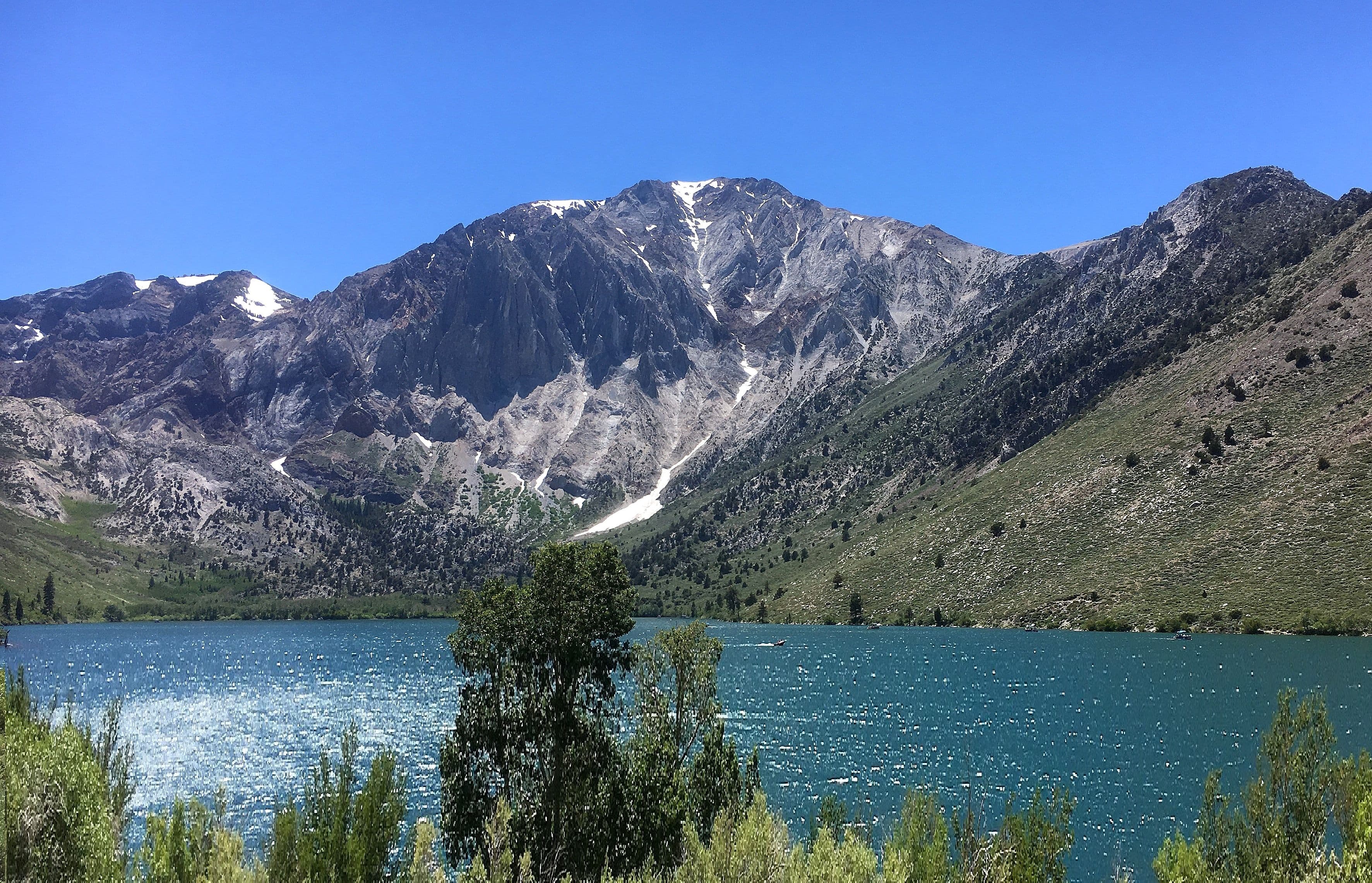 Convict Lake beneath the steep Sierra Nevada mountain slopes